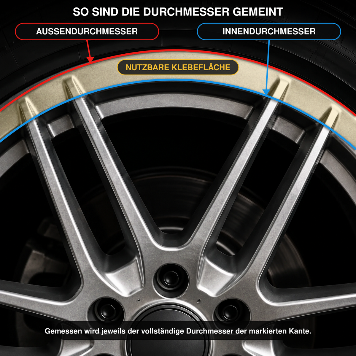Felgenrandaufkleber mit Wunschtext – 4er-Set | bis 20 cm | ab 14,99€