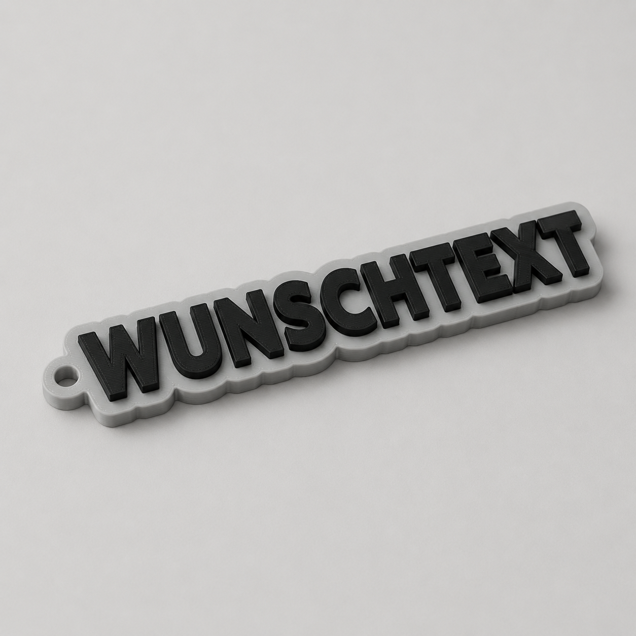 2-farbiger 3D-Schlüsselanhänger mit Wunschtext, personalisierter Anhänger 10 bis 25 cm | ab 12,99€