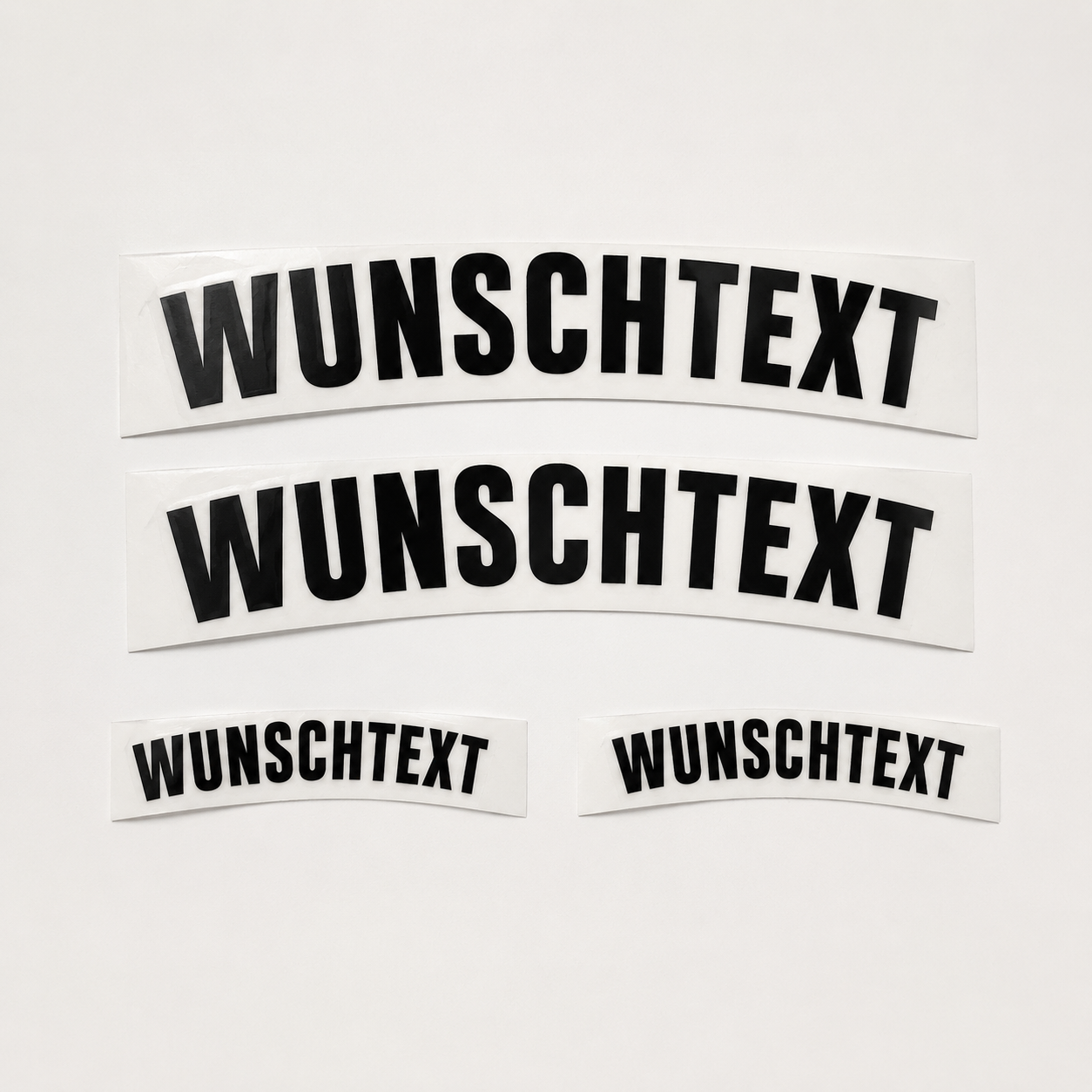 Gebogene Bremssattel-Aufkleber mit Wunschtext – 4er-Set | bis 20 cm