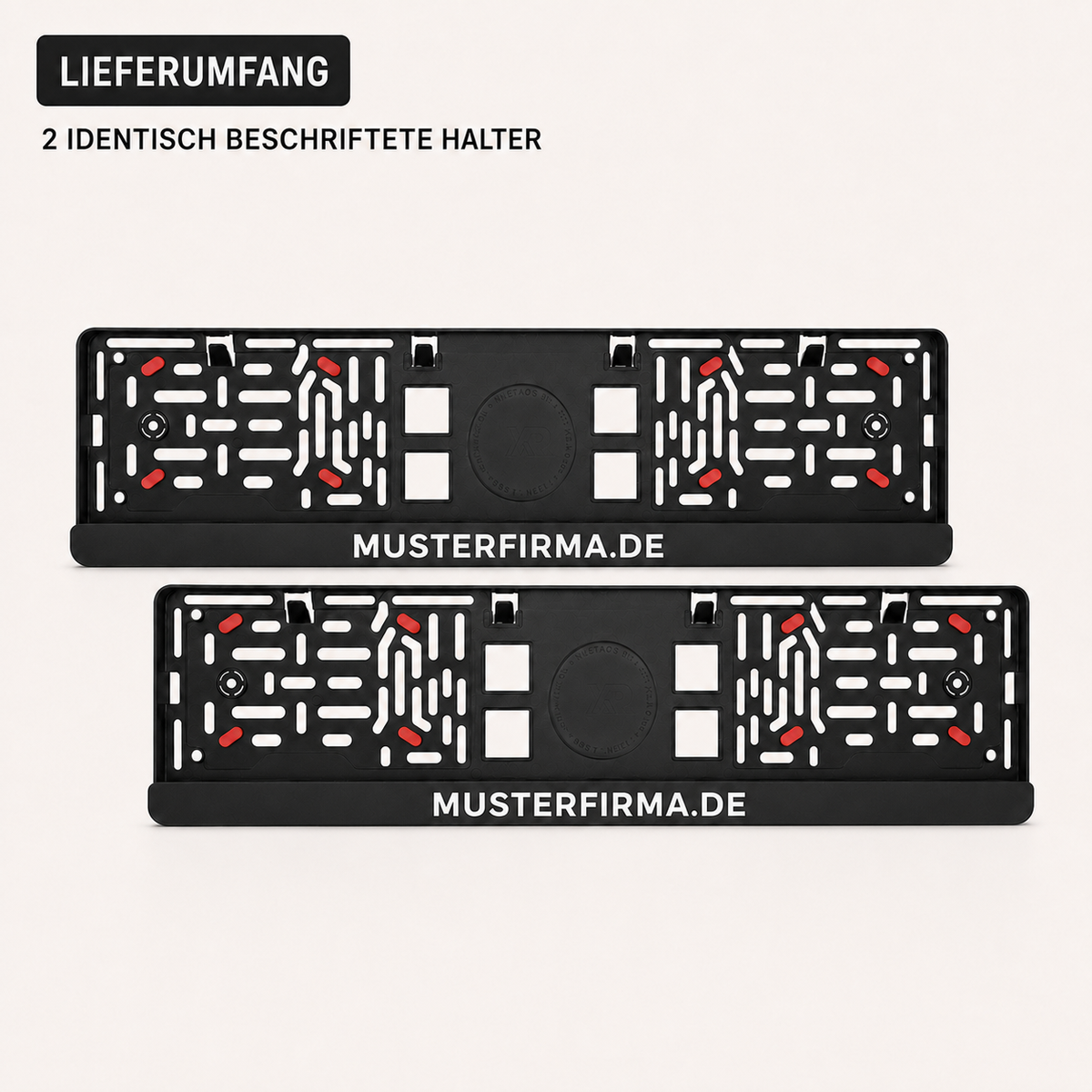 2x EU-Kennzeichenhalter "WUNSCHTEXT" mit Antiklapper-Noppen | ab 19,99€