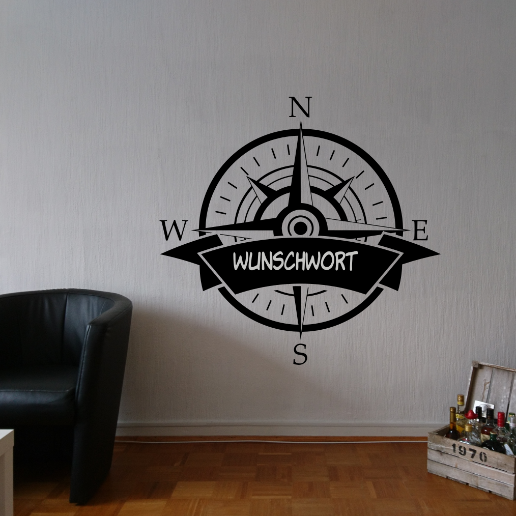 Wandtattoo "KOMPASS" mit Wunschwort | ab 19,99€