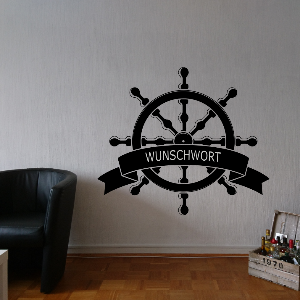 Wandtattoo "STEUERRAD" mit Wunschwort | ab 19,99€