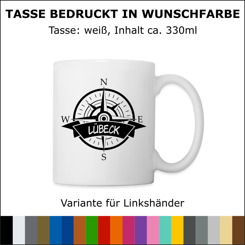 Personalisierte Kompass-Tasse mit Wunschort | ab 12,99€