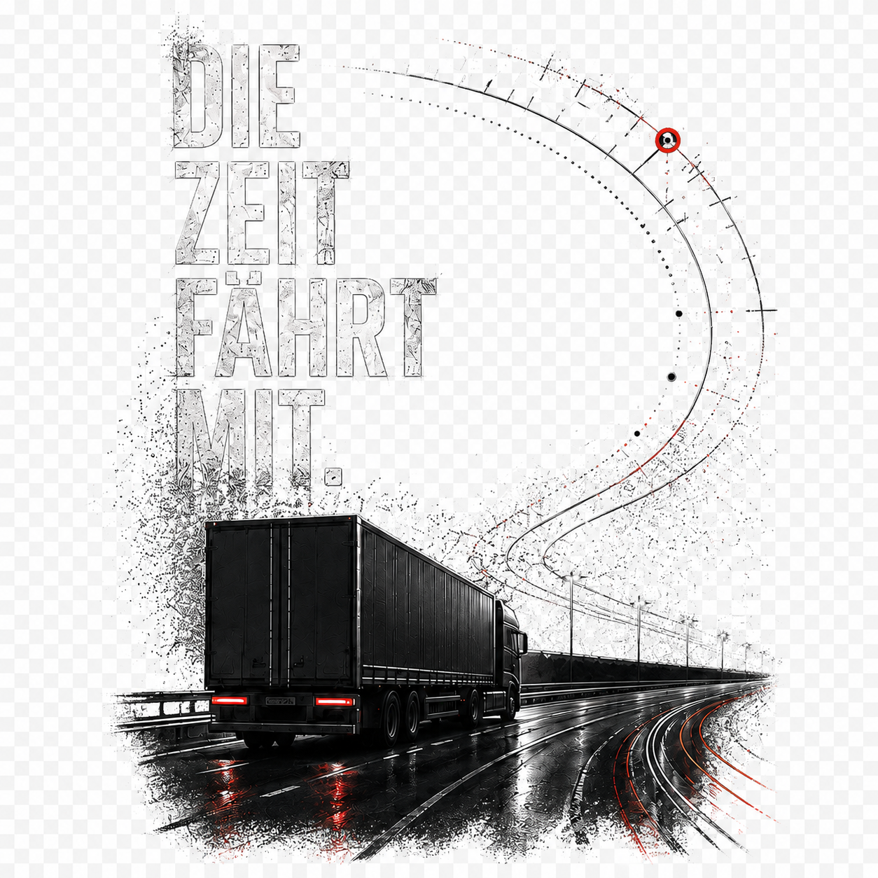 Trucker-Hoodie „DIE ZEIT FÄHRT MIT.“ – optional mit Frontname | ab 52,90€
