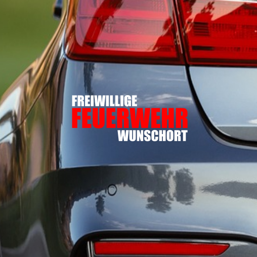 Aufkleber “Freiwillige Feuerwehr” Wunschort | 20x8cm | 2-farbig