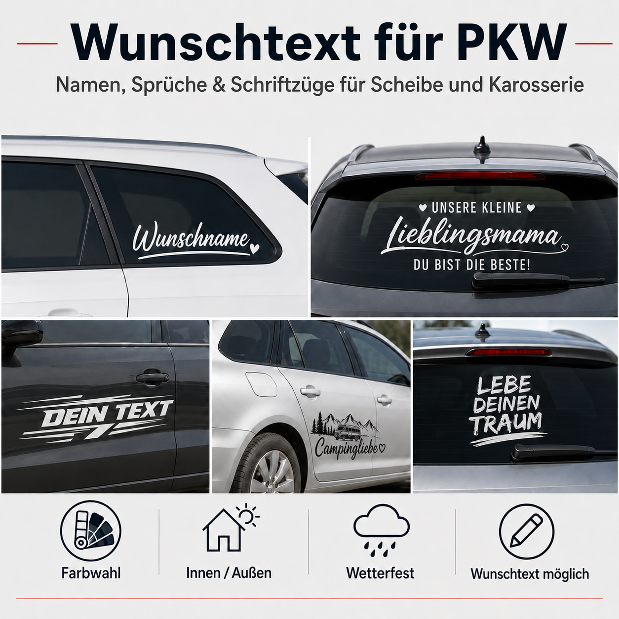 Wunschtextaufkleber für PKW
