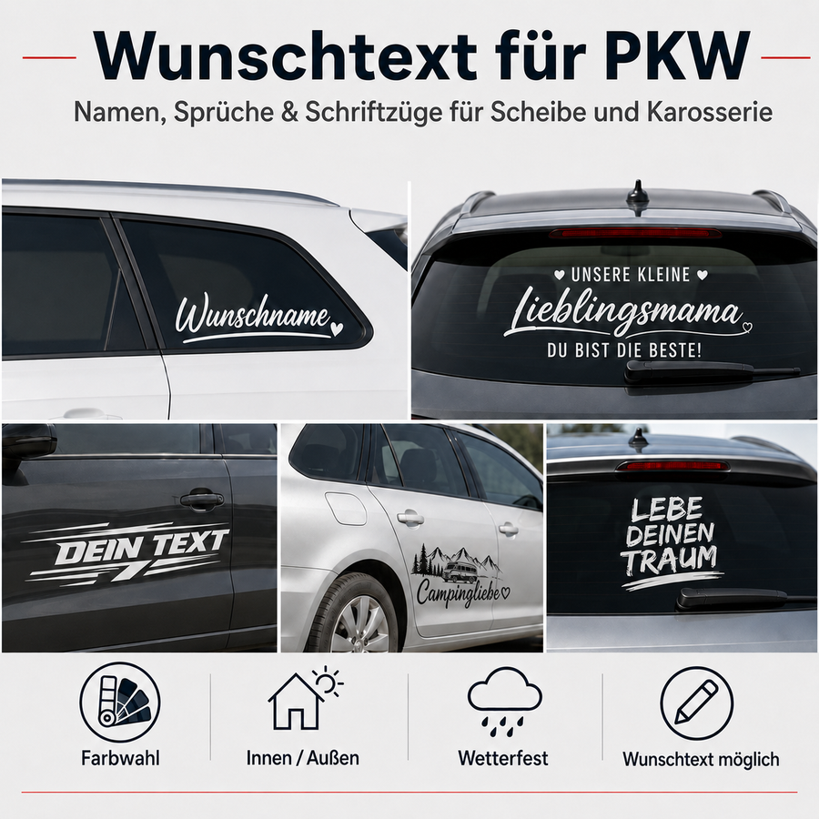 Wunschtextaufkleber für PKW