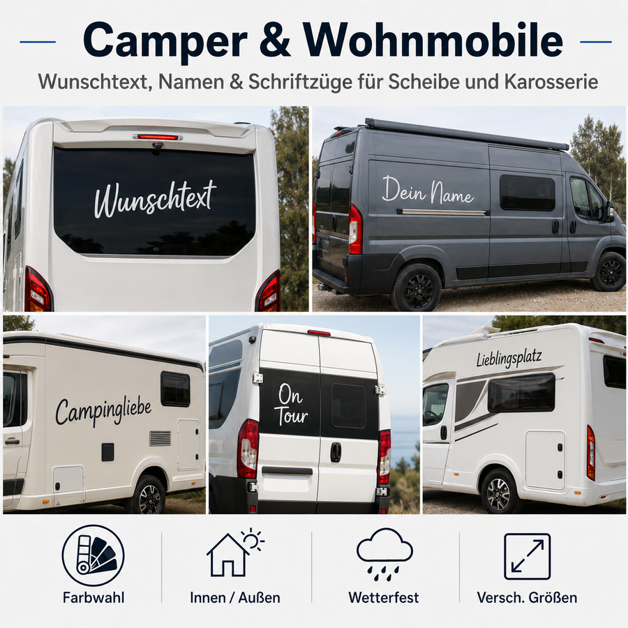 Wunschtextaufkleber für Camper