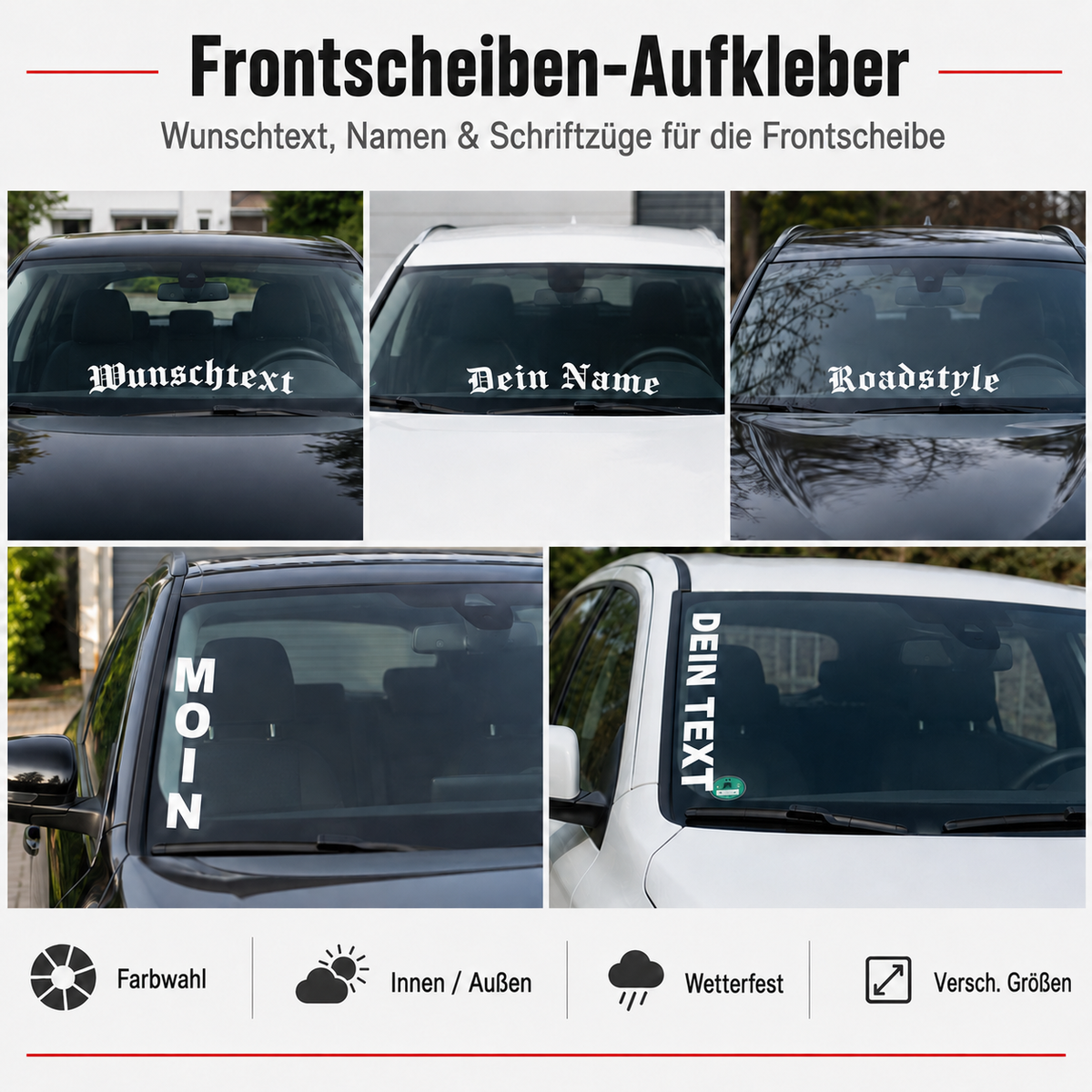Frontscheiben-Wunschtextaufkleber