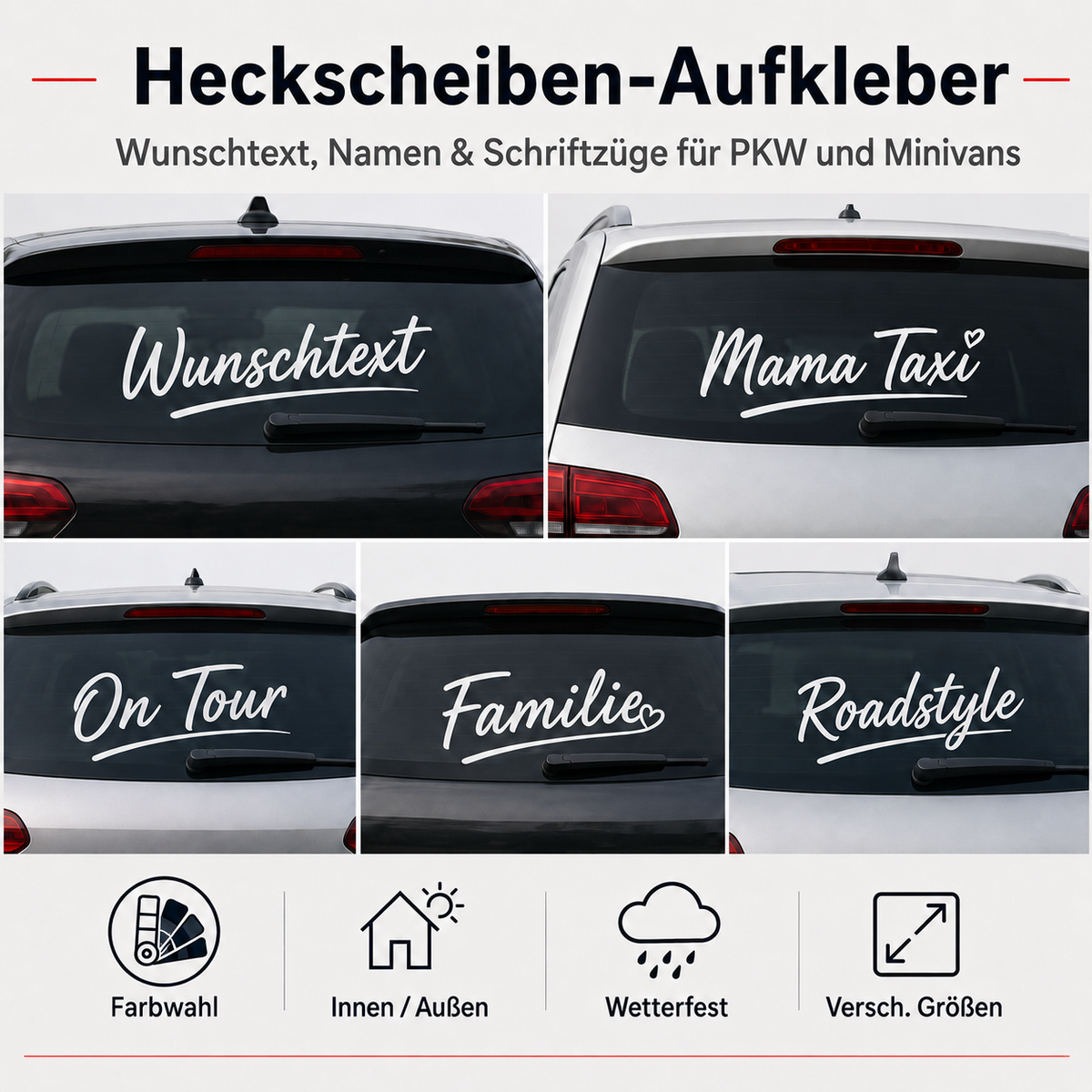Heckscheiben-Wunschtextaufkleber