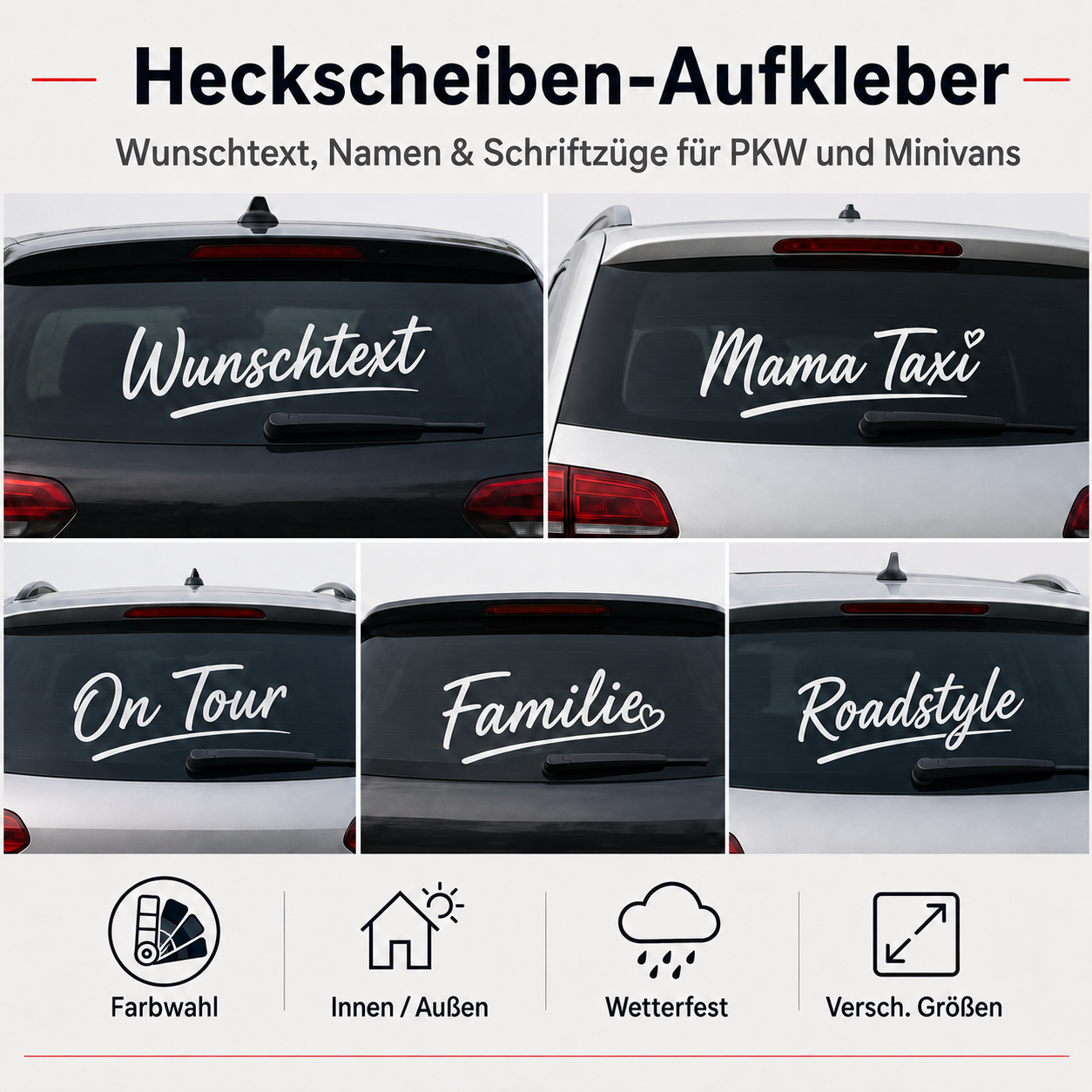 Heckscheiben-Wunschtextaufkleber