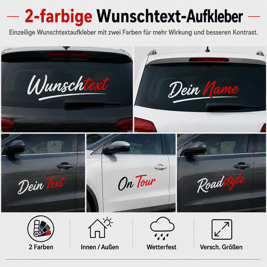 Mehrfarbige Wunschtextaufkleber