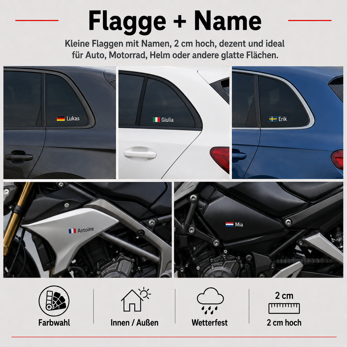Flaggen-Wunschtextaufkleber