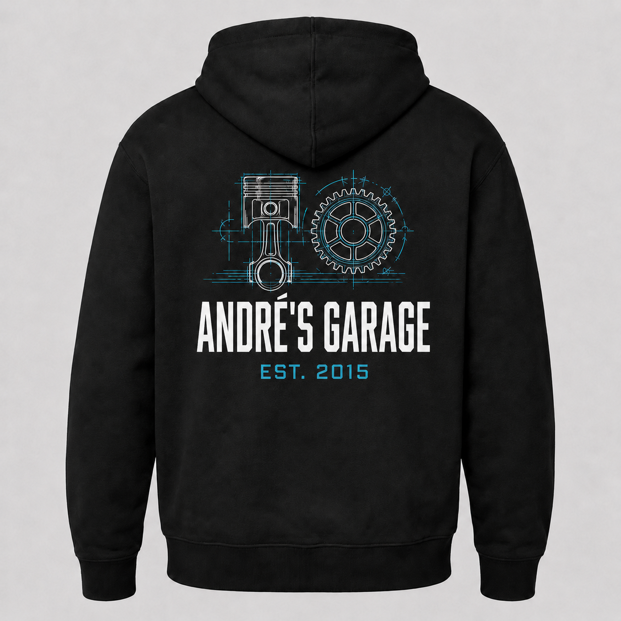 Werkstatt-Hoodie „Blueprint“ – personalisiert mit Wunschtext | ab 52,90€