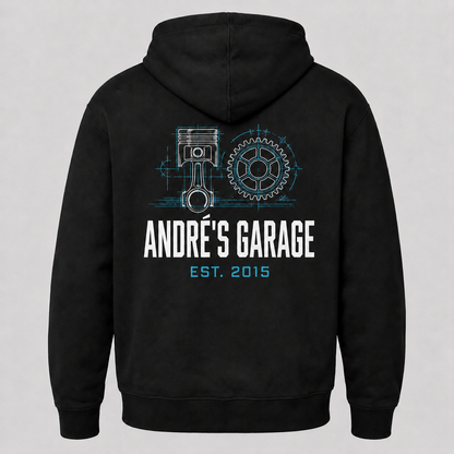 Werkstatt-Hoodie „Blueprint“ – personalisiert mit Wunschtext | ab 52,90€