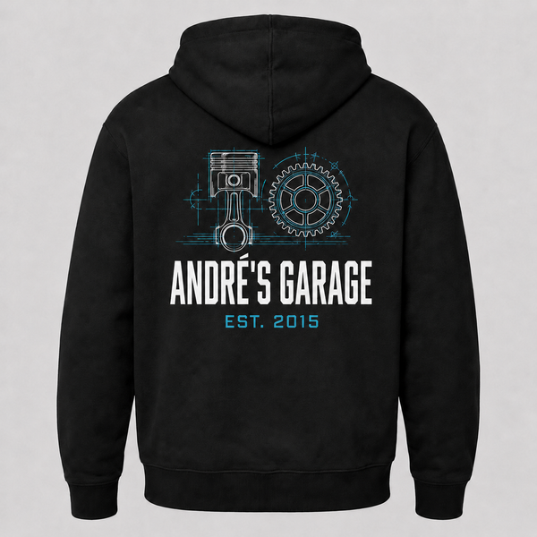 Werkstatt-Hoodie „Blueprint“ – personalisiert mit Wunschtext | ab 52,90€