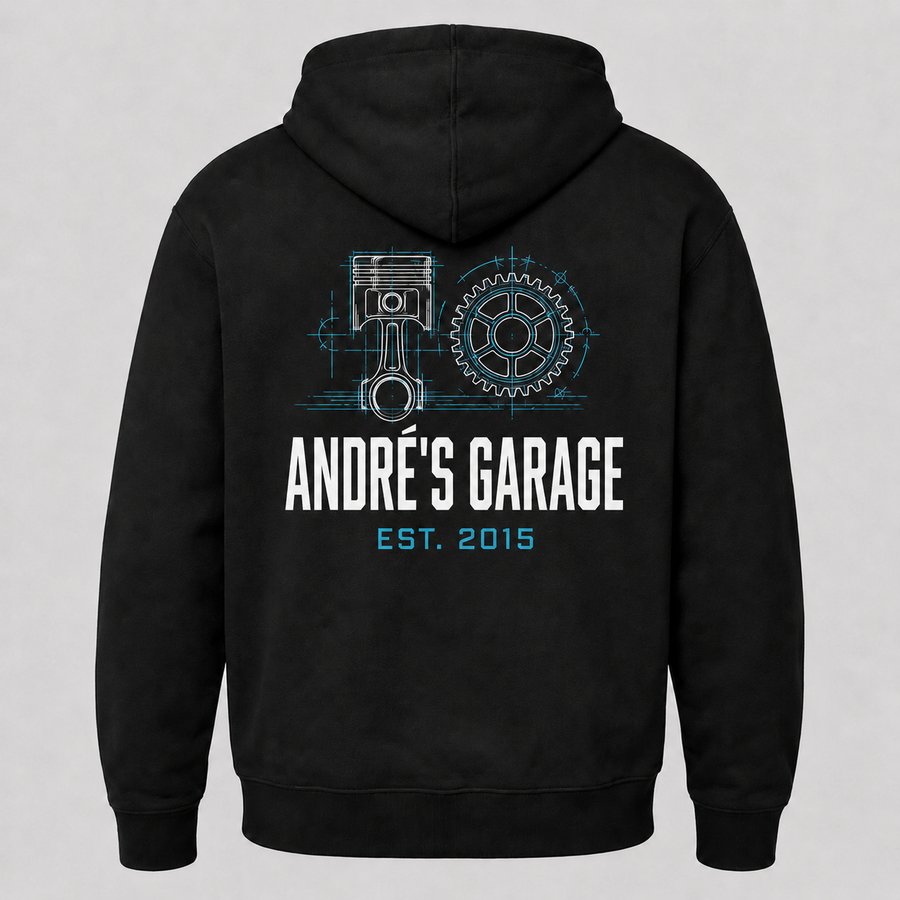 Werkstatt-Hoodie „Blueprint“ – personalisiert mit Wunschtext | ab 52,90€