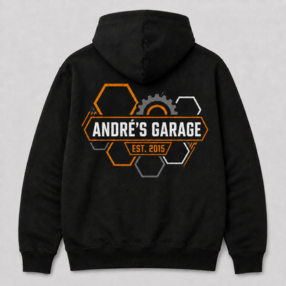Werkstatt-Hoodie „Waben“ – personalisiert mit Wunschtext | ab 52,90€
