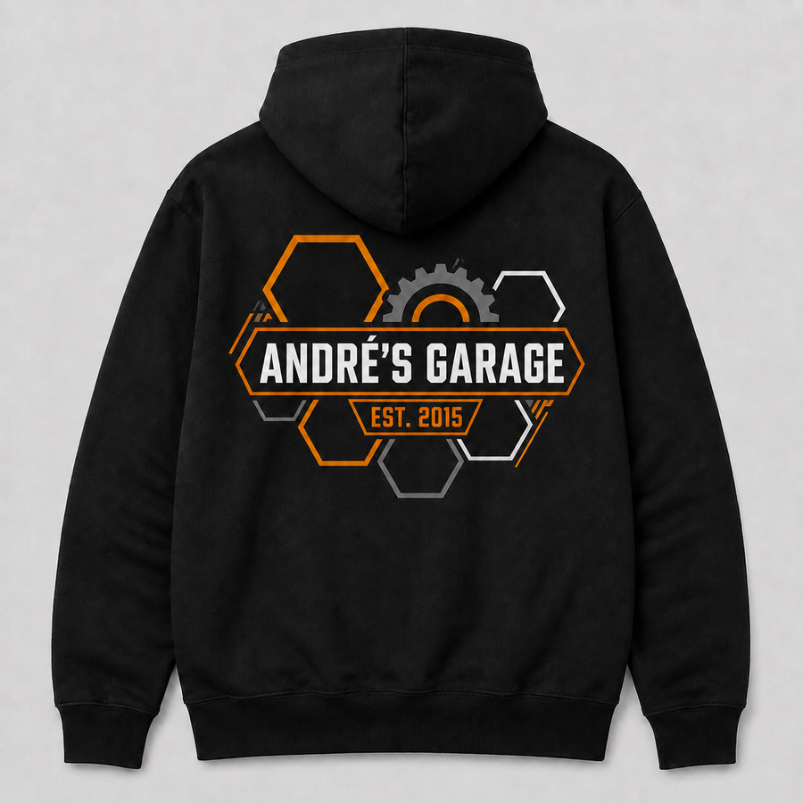 Werkstatt-Hoodie „Waben“ – personalisiert mit Wunschtext | ab 52,90€