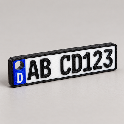 3D Kennzeichen Schlüsselanhänger – personalisiert (Mini Nummernschild, Wunschtext) | ab 9,99€