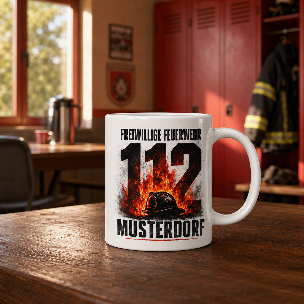 Feuerwehr-Tasse 112 mit Wunschort – Freiwillige Feuerwehr | ab 14,99€