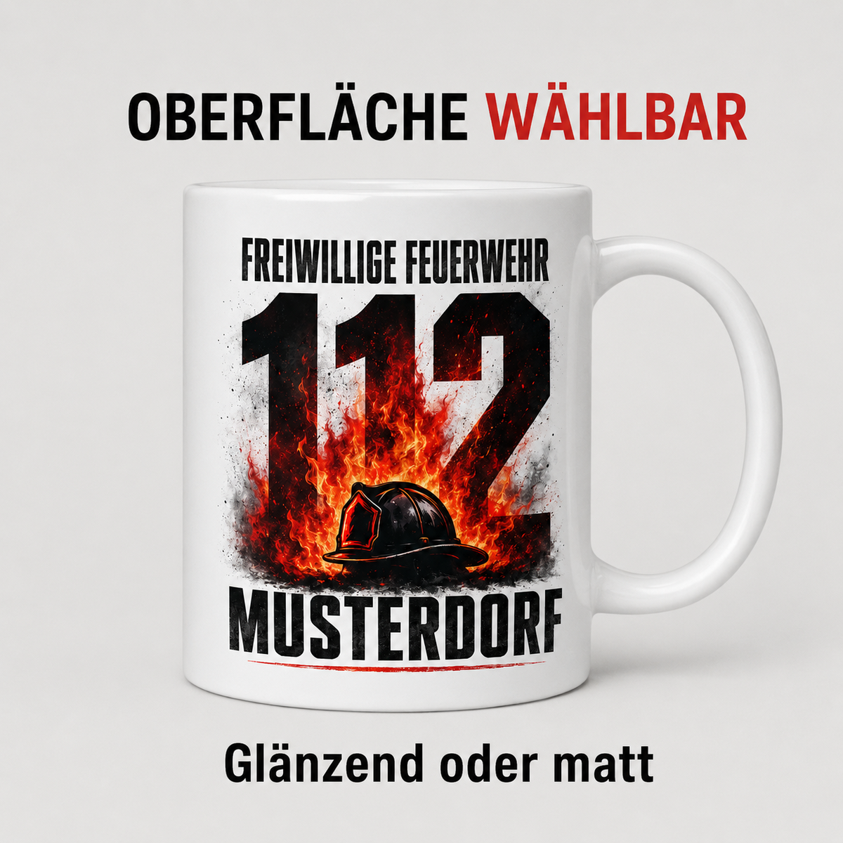 Feuerwehr-Tasse 112 mit Wunschort – Freiwillige Feuerwehr | ab 14,99€
