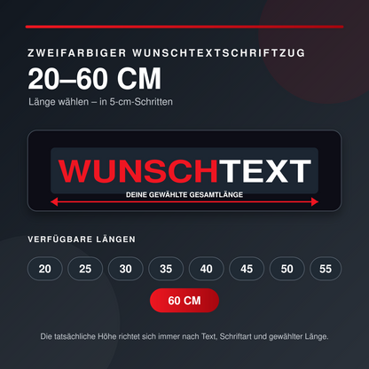 2-farbiger Wunschtext Schriftzug – individueller Folienplott 20–60 cm | ab 12,99€