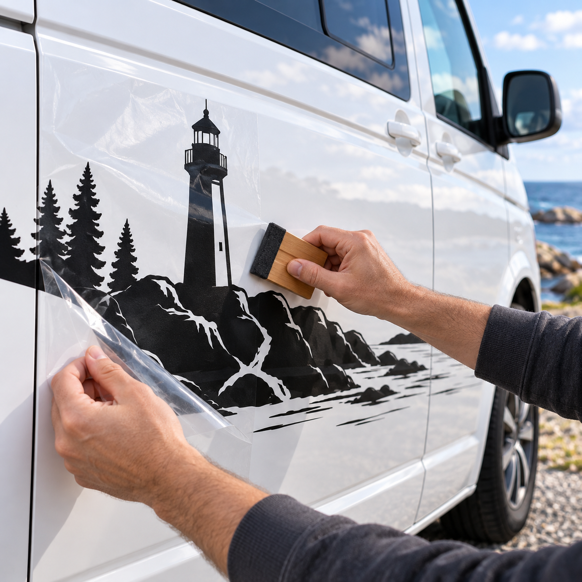 Nordische Küste mit Leuchtturm | Wohnmobilaufkleber 60–200 cm | ab 39,90€