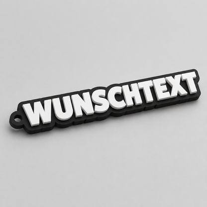 2-farbiger 3D-Schlüsselanhänger mit Wunschtext, personalisierter Anhänger 10 bis 25 cm | ab 12,99€