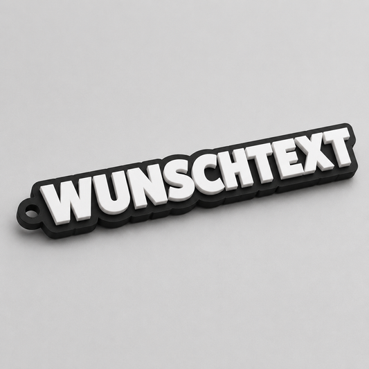 2-farbiger 3D-Schlüsselanhänger mit Wunschtext, personalisierter Anhänger 10 bis 25 cm | ab 12,99€