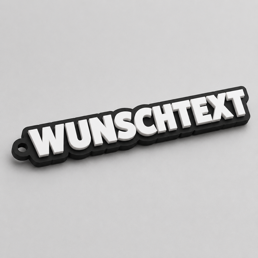 2-farbiger 3D-Schlüsselanhänger mit Wunschtext, personalisierter Anhänger 10 bis 25 cm | ab 12,99€