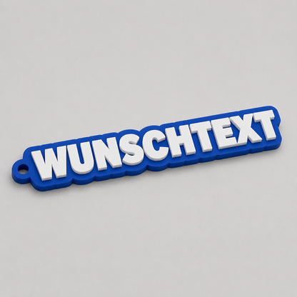 2-farbiger 3D-Schlüsselanhänger mit Wunschtext, personalisierter Anhänger 10 bis 25 cm | ab 12,99€