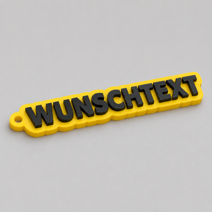 2-farbiger 3D-Schlüsselanhänger mit Wunschtext, personalisierter Anhänger 10 bis 25 cm | ab 12,99€