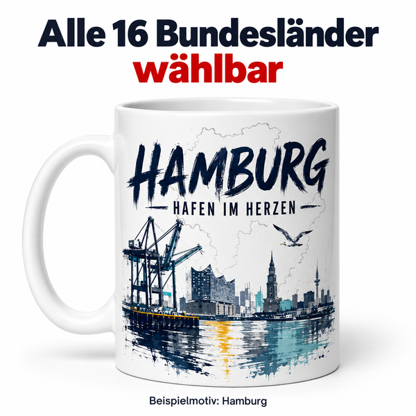 Heimattasse – 16 Bundesländer, glänzend oder matt
