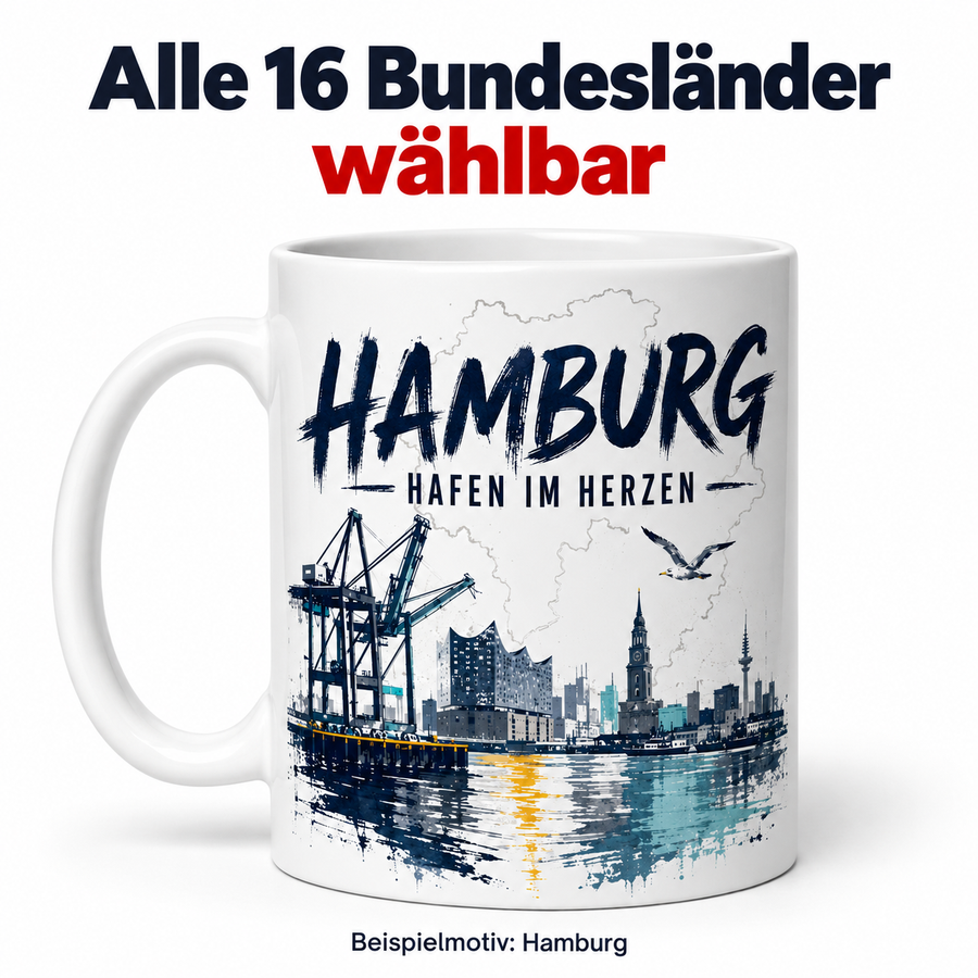 Heimattasse – 16 Bundesländer, glänzend oder matt