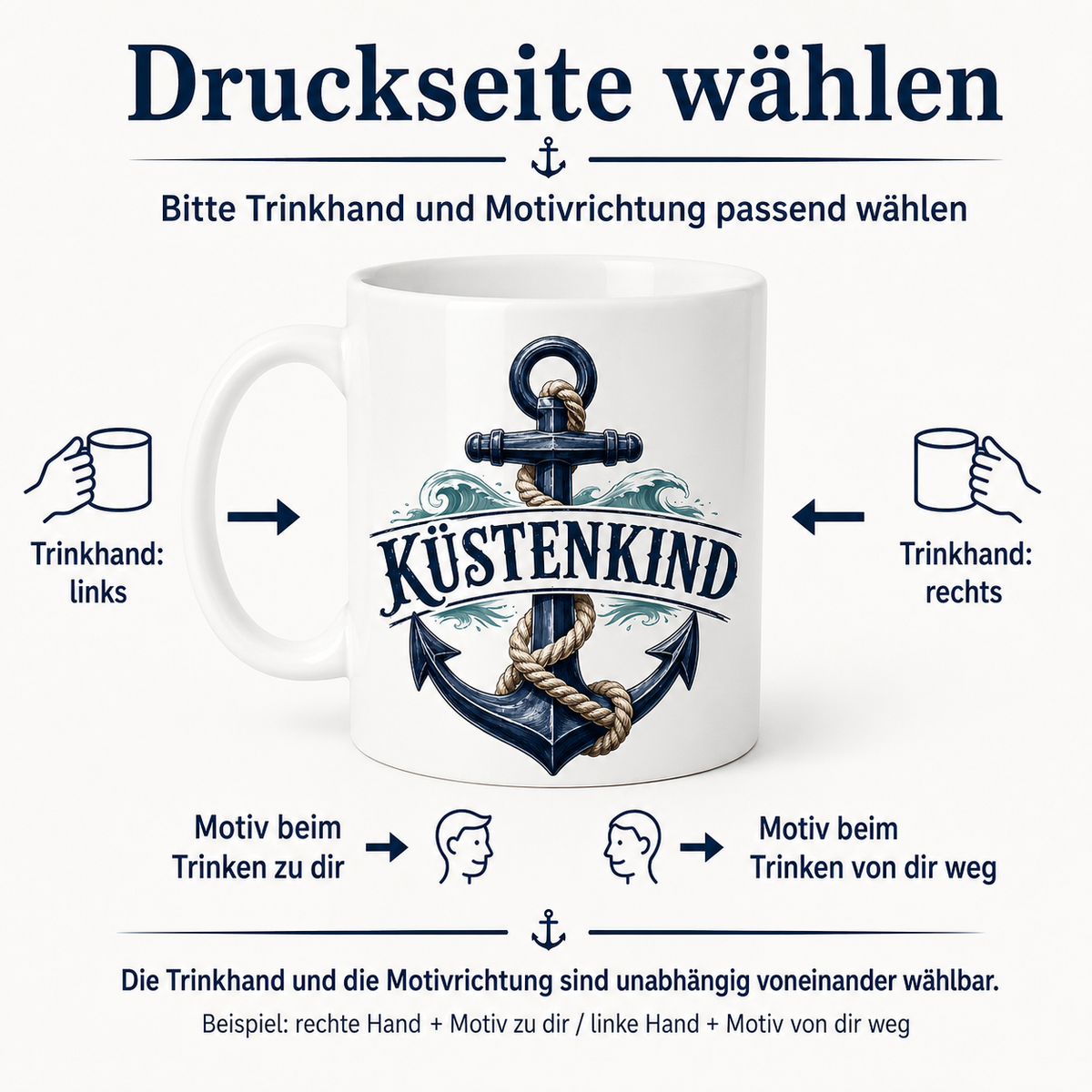 Keramiktasse Küstenkind – Anker, ca. 330 ml