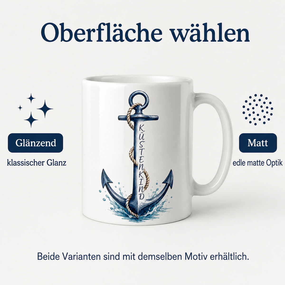 Keramiktasse Küstenkind – Anker, ca. 330 ml