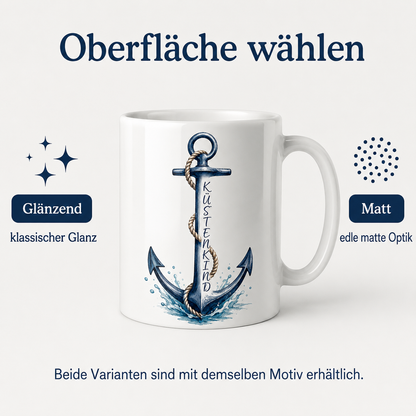 Keramiktasse Küstenkind – Anker, ca. 330 ml