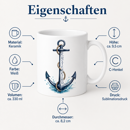 Keramiktasse Küstenkind – Anker, ca. 330 ml