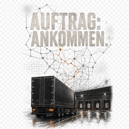 Trucker-Hoodie „AUFTRAG: ANKOMMEN.“ – optional mit Frontname | ab 52,90€