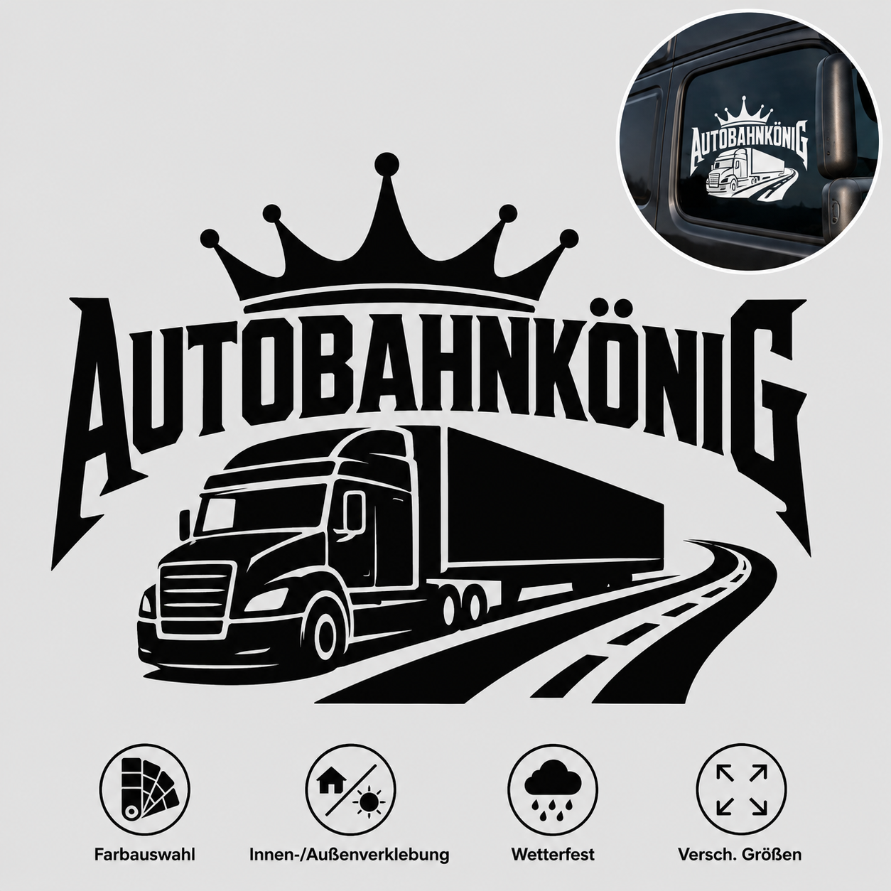 Aufkleber "Autobahnkönig" | 50 bis 120cm | ab 18,99€