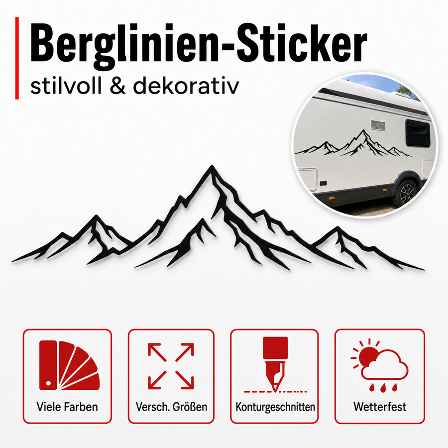 Aufkleber "Berglinie" | 50 bis 150cm | ab 14,99€
