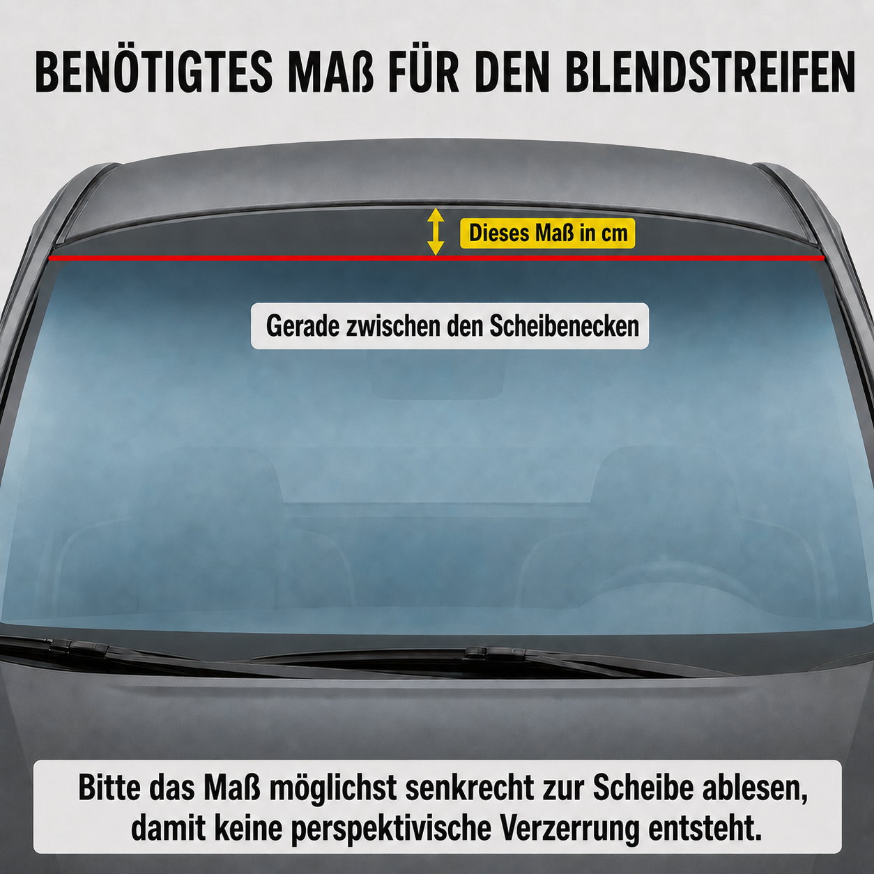 Messung der Höhendifferenz an der Frontscheibe