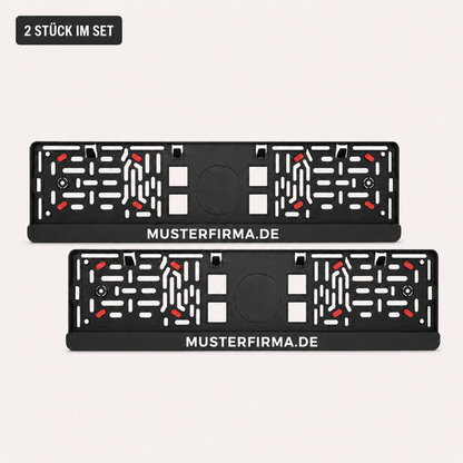 2x EU-Kennzeichenhalter "WUNSCHTEXT" mit Antiklapper-Noppen | ab 19,99€