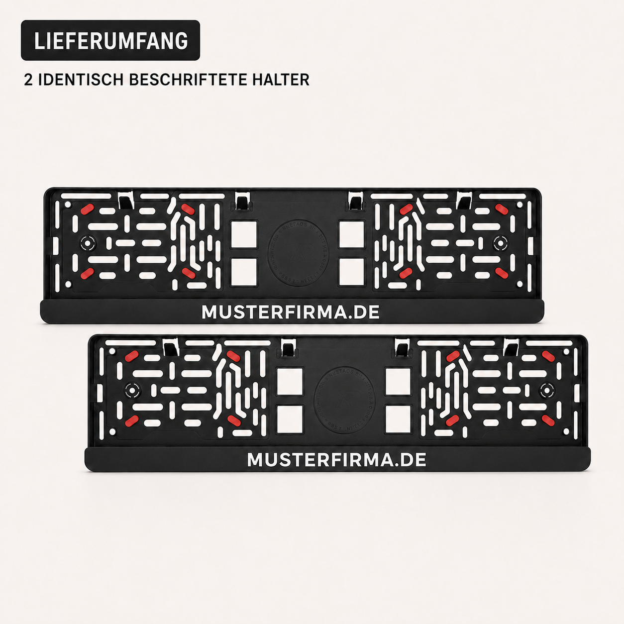 2x EU-Kennzeichenhalter "WUNSCHTEXT" mit Antiklapper-Noppen | ab 19,99€