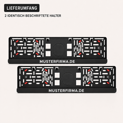 2x EU-Kennzeichenhalter "WUNSCHTEXT" mit Antiklapper-Noppen | ab 19,99€