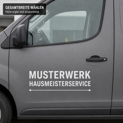 Firmenwagen-Starterpaket Basis – 2 Türschriftzüge + Heckschriftzug | ab 29,90€