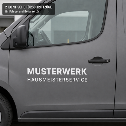 Firmenwagen-Starterpaket Basis – 2 Türschriftzüge + Heckschriftzug | ab 29,90€
