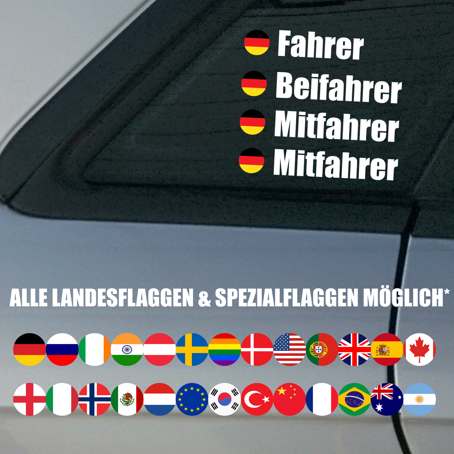 Aufkleber “FLAGGE (rund) + NAME” ca. 2cm hoch | bis 6 Namen | ab 5,99€