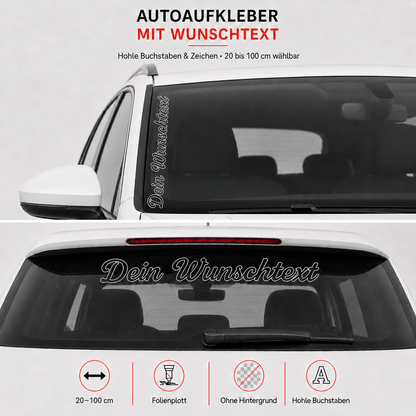 Scheibenaufkleber mit hohlem Wunschtext | 20 bis 100cm | Outline | ab 9,99€